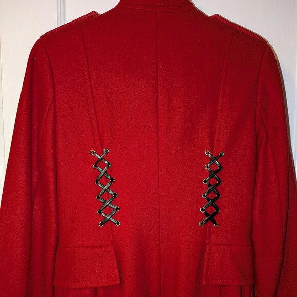 Women red coat, size 4 wool - Picture 4 of 5